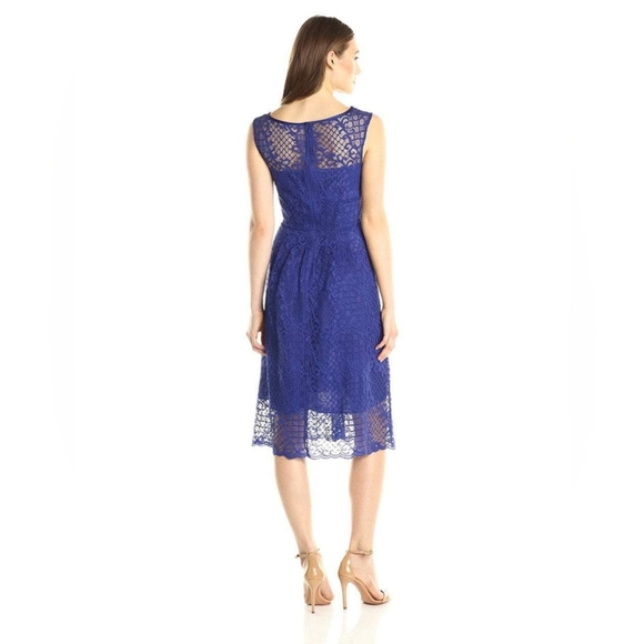 ADRIANNA PAPELL ILLUSION NECKLINE LACE DRESS - Picture 2 of 5